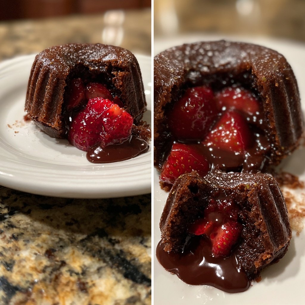 Lava Cake mit Erdbeerfüllung