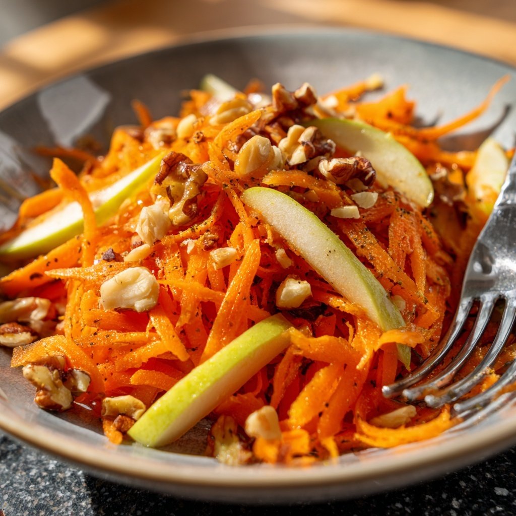 Karotten Salat Mit Apfel Und Nüssen