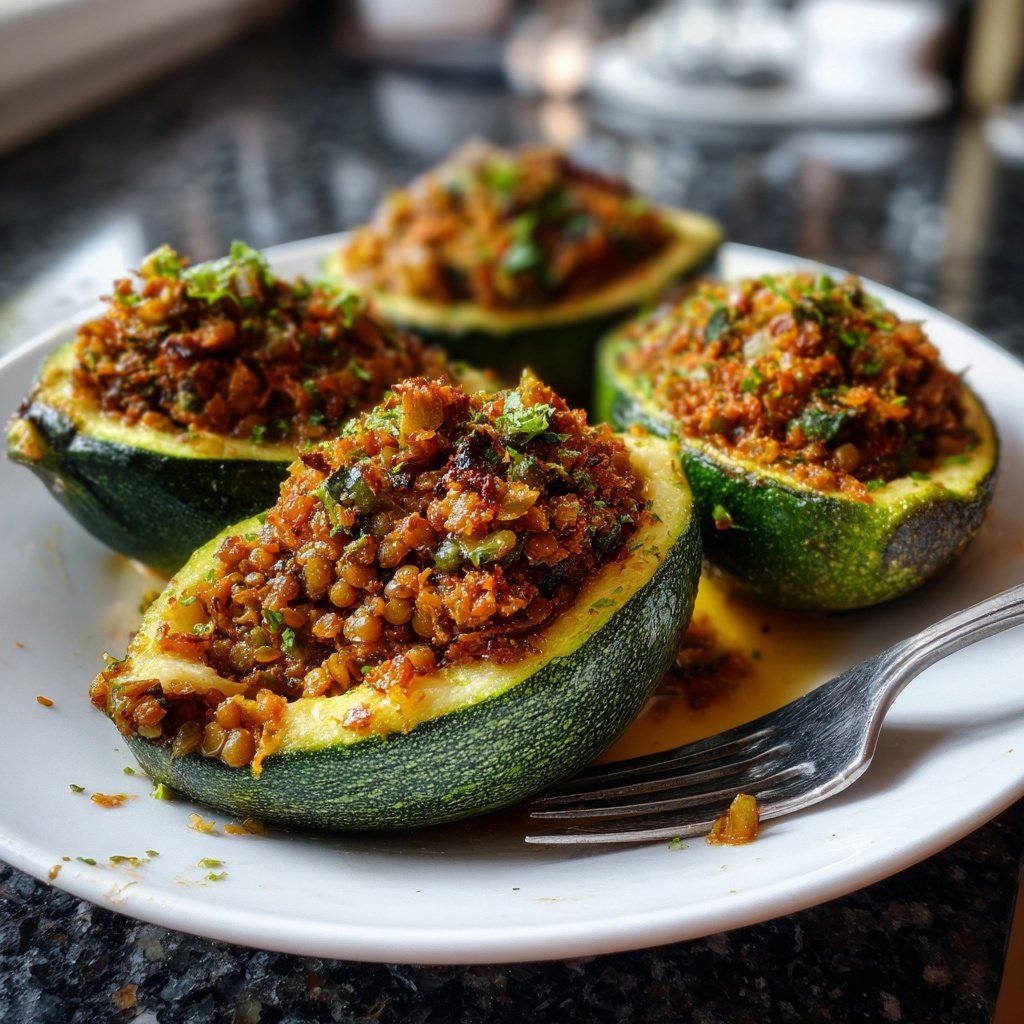 Gefüllte Zucchini mit Linsen