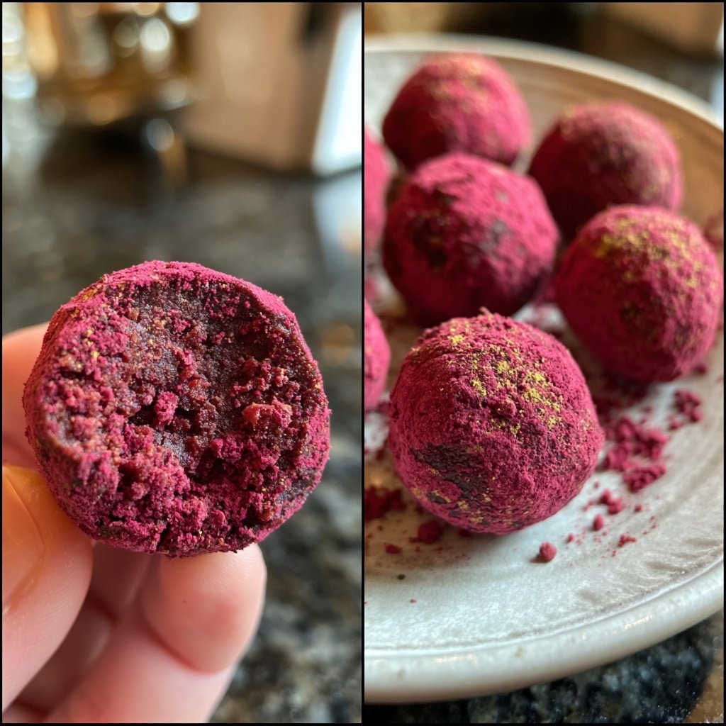 Trüffel mit Himbeerstaub