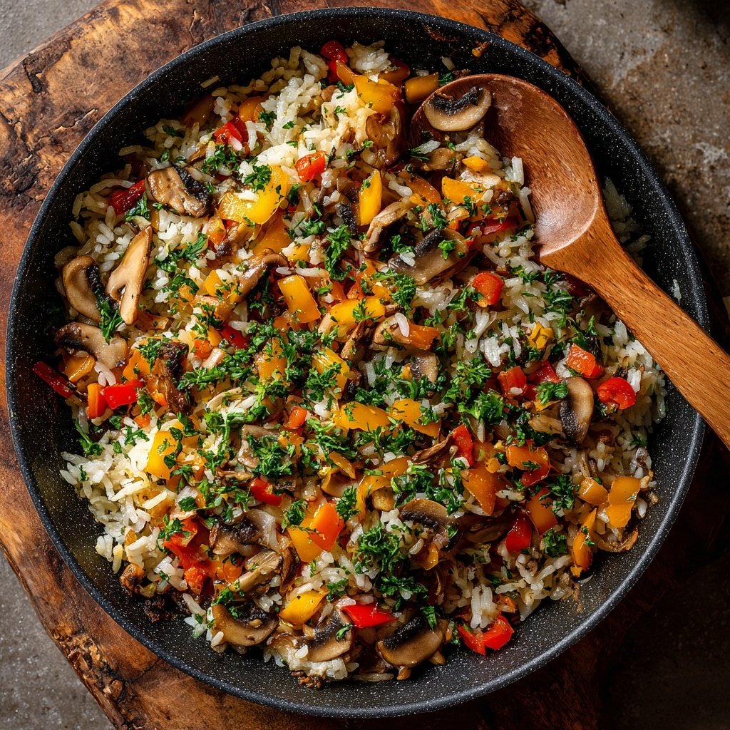 Kalorienarme Reispfanne Mit Champignons