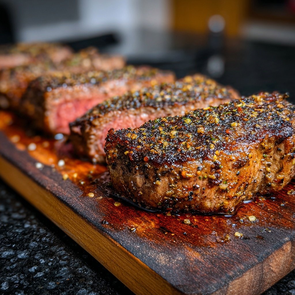 Gegrilltes Rindersteak Mit Senf Kruste
