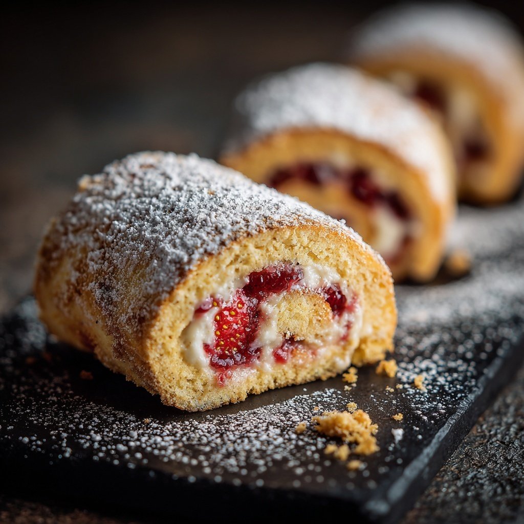 Erdbeer Biskuitrolle