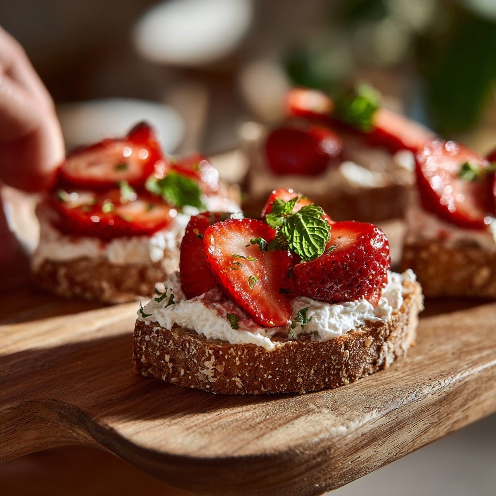 Canapés mit Erdbeer-Frischkäse